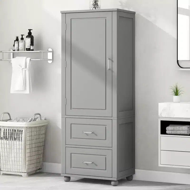 Mobile contenitore da bagno, mobile contenitore indipendente con due cassetti e ripiano regolabile
