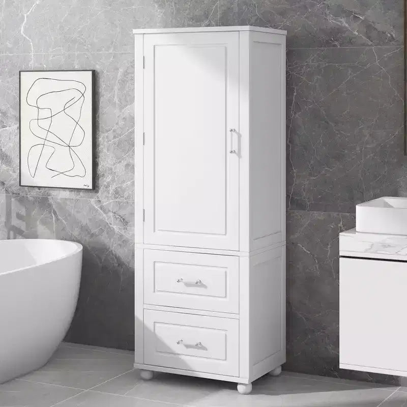Mobile contenitore da bagno, mobile contenitore indipendente con due cassetti e ripiano regolabile