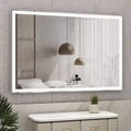 Specchio da bagno LED oversize 60x40: da parete, 3 modalità di colore, cornice in alluminio, grande