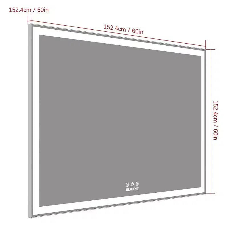Specchio da bagno LED oversize 60x40: da parete, 3 modalità di colore, cornice in alluminio, grande