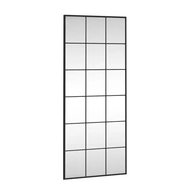 Specchio rettangolare con cornice a griglia in ferro battuto - nero 176x76x2.7cm