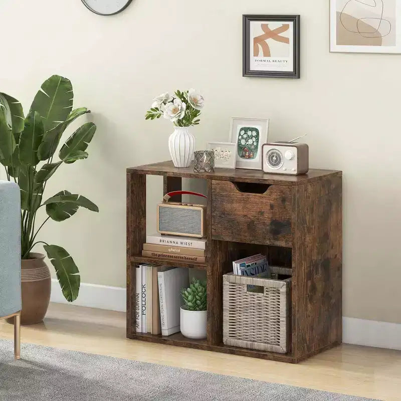 Libreria a 3 cubi da 1/2 pezzi, scaffale aperto a 2 livelli con cassetto e organizer contenitore per la casa