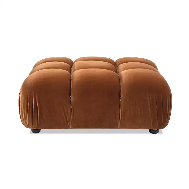 Pouf cocktail moderno modulare Bubble, velluto performante verde oliva