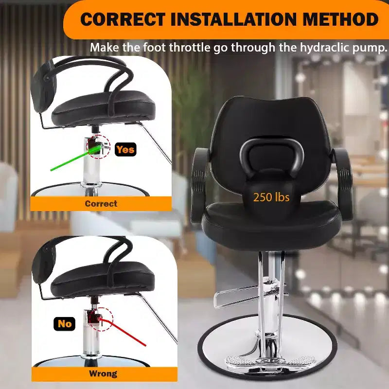 Fotel barberski, fotel fryzjerski z pompą hydrauliczną i obrotem o 360 stopni