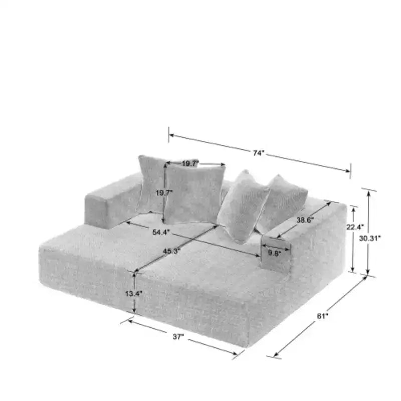 Chaise longue componibile moderna in ciniglia: morbida e versatile per ogni ambiente