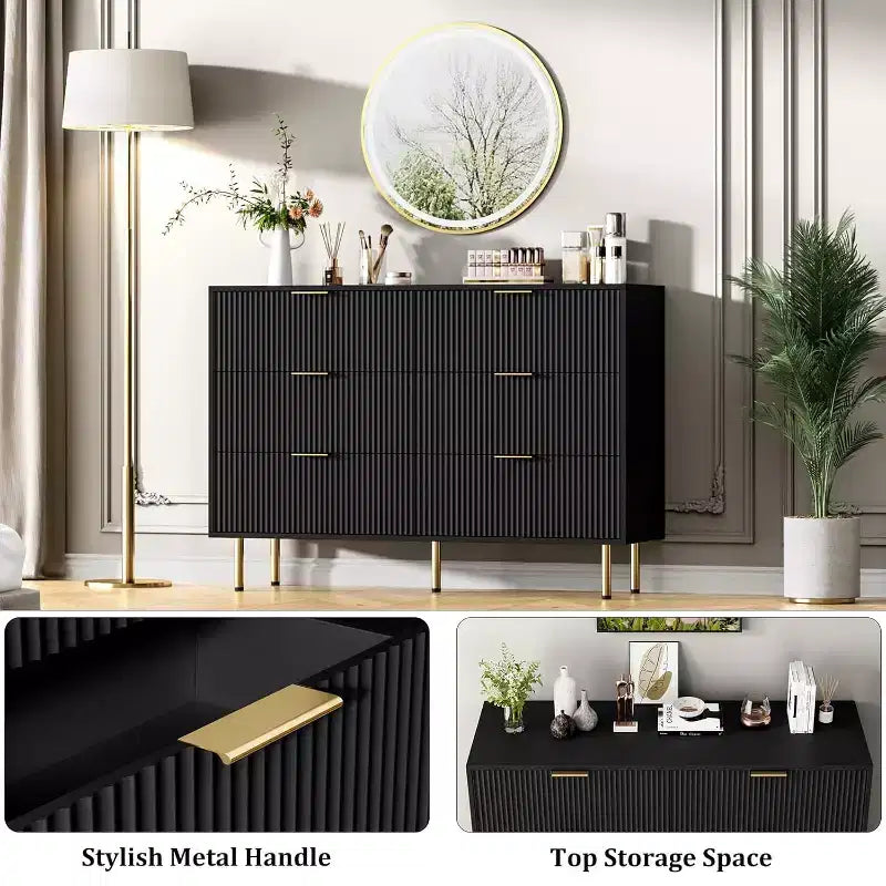 Cassettiera per camera da letto, cassettiera moderna a 6 cassetti, organizer in legno con cassetti per camera da letto, soggiorno, corridoio e ingresso