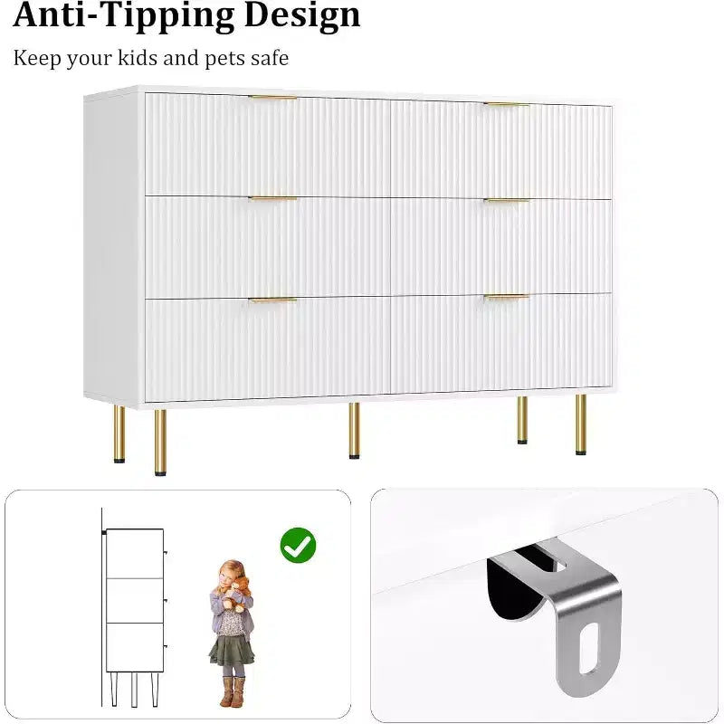 Cassettiera per camera da letto, cassettiera moderna a 6 cassetti, organizer in legno con cassetti per camera da letto, soggiorno, corridoio e ingresso