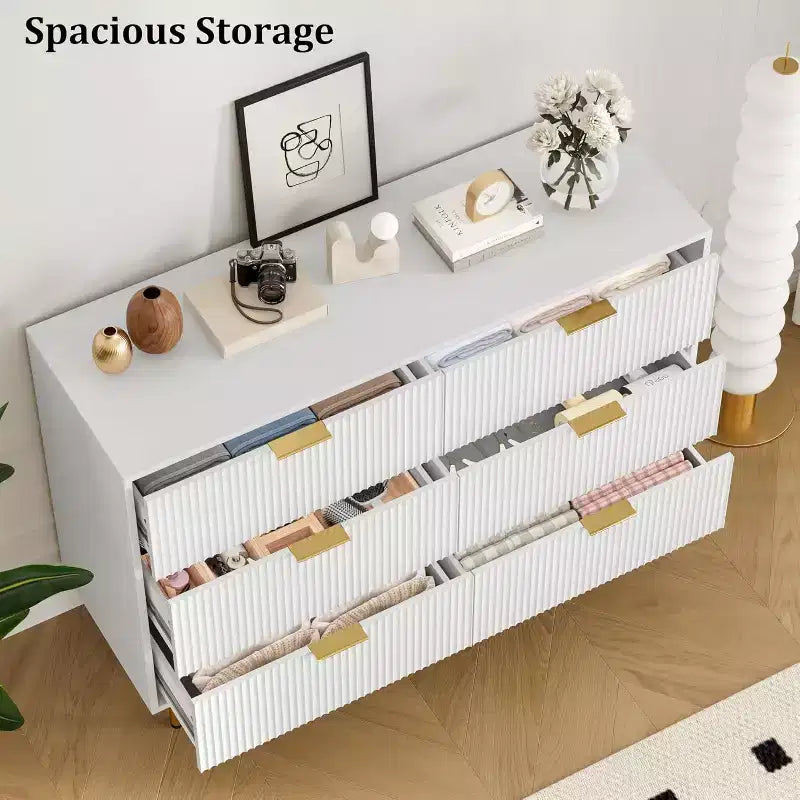 Cassettiera per camera da letto, cassettiera moderna a 6 cassetti, organizer in legno con cassetti per camera da letto, soggiorno, corridoio e ingresso