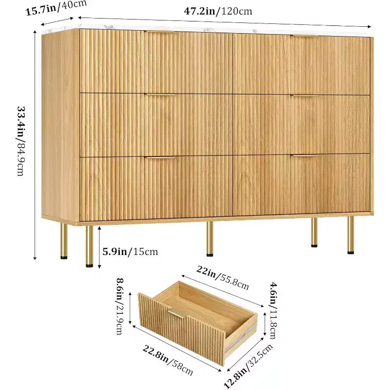 Cassettiera per camera da letto, cassettiera moderna a 6 cassetti, organizer in legno con cassetti per camera da letto, soggiorno, corridoio e ingresso