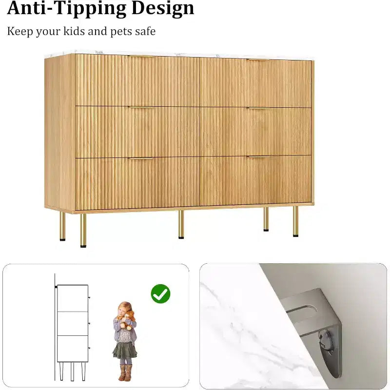 Cassettiera per camera da letto, cassettiera moderna a 6 cassetti, organizer in legno con cassetti per camera da letto, soggiorno, corridoio e ingresso