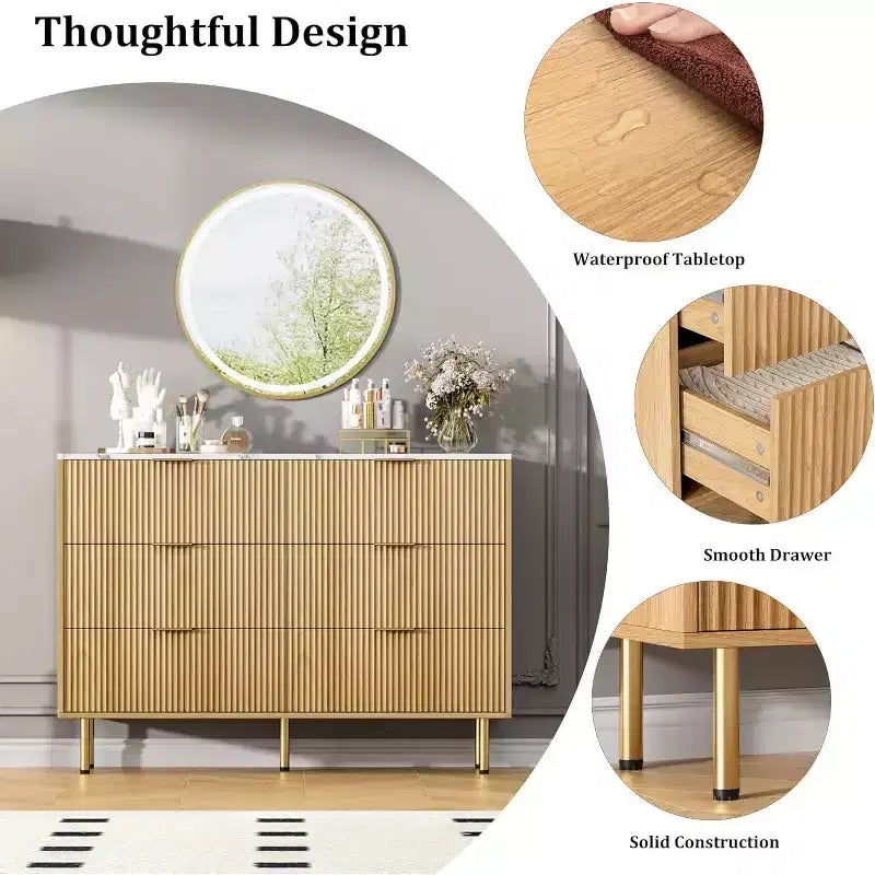 Cassettiera per camera da letto, cassettiera moderna a 6 cassetti, organizer in legno con cassetti per camera da letto, soggiorno, corridoio e ingresso