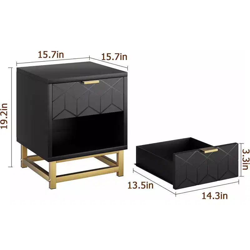 Gabinete de almacenamiento con cajones, cómoda para dormitorio, organizador de 53.5 con tiradores y patas metálicas