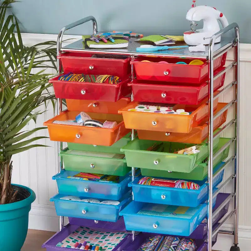 Carrello contenitore mobile multiuso per l'uso quotidiano con 20 cassetti, organizer per bricolage