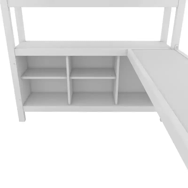 Letto a soppalco Full/Queen con armadio e scrivania a L, letto a castello in metallo resistente con contenitore, letto a soppalco alto per ragazzi e adulti