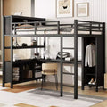 Letto a soppalco Full/Queen con armadio e scrivania a L, letto a castello in metallo resistente con contenitore, letto a soppalco alto per ragazzi e adulti