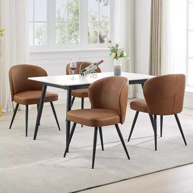 Set di 2 sedie da pranzo, sedie moderne da cucina, sedia laterale decorativa senza braccioli rivestita in ecopelle