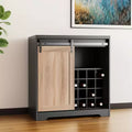 Mobile bar con anta da fienile in legno naturale e color carbone da 32