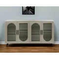 Credenza in legno dorato e vetro con quattro ante