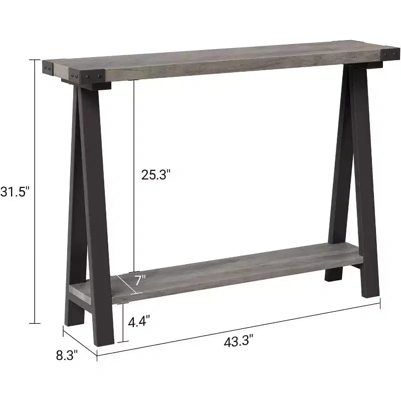 Tavolo consolle stretto da ingresso in stile rustico, consolle da 43.3 con contenitore