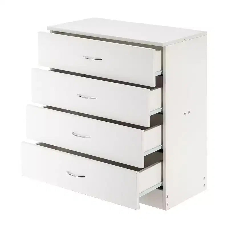 Cassettiera bianca a 4 cassetti in truciolato, larga 25.98in.