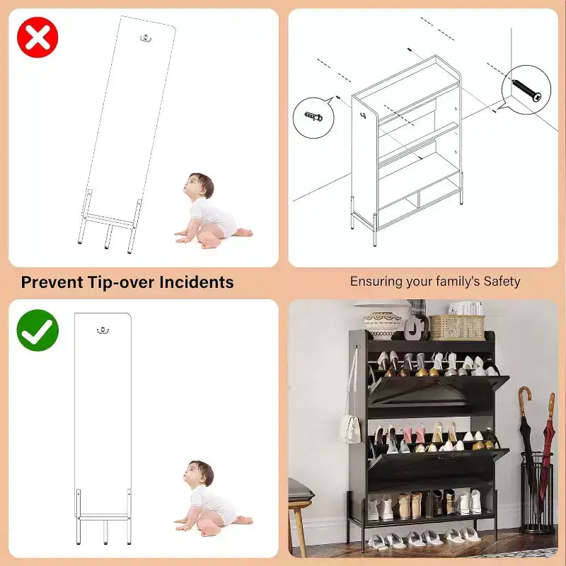 Scarpiera a 2 cassetti, organizer indipendente per l'ingresso con ante a ribalta, gambe in metallo, scarpiera stretta con contenitore separato per asciutto e bagnato
