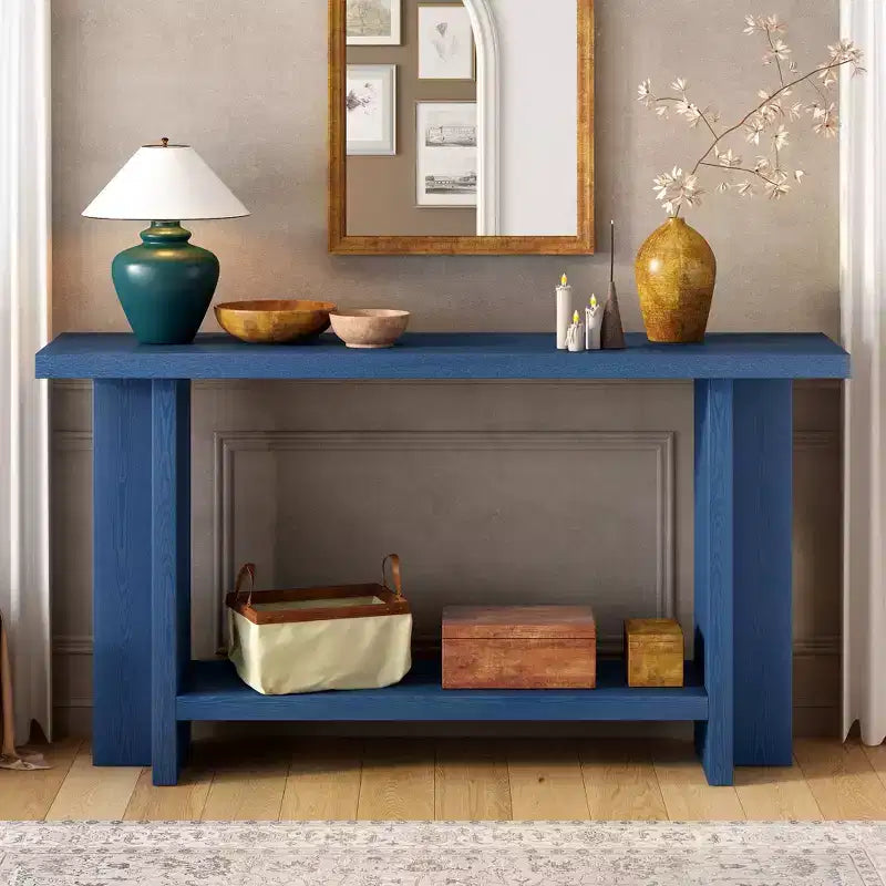Mesas consola para la entrada, mesa consola grande de madera detrás del sofá, mesas consola para sofá con patas de diseño en forma de T para la sala y el recibidor