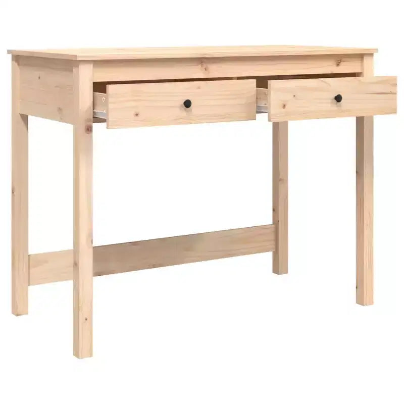Escritorio rectangular mediano de madera natural maciza de pino