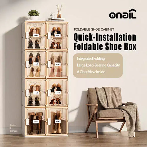 4 PCS organizer per scarpe, organizer impilabile in plastica trasparente per armadio, scatola per scarpe impilabile in plastica trasparente per ingresso, salvaspazio pieghevole