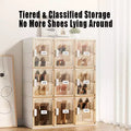 4 PCS organizer per scarpe, organizer impilabile in plastica trasparente per armadio, scatola per scarpe impilabile in plastica trasparente per ingresso, salvaspazio pieghevole