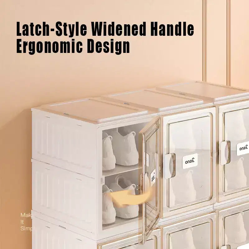 4 PCS organizer per scarpe, organizer impilabile in plastica trasparente per armadio, scatola per scarpe impilabile in plastica trasparente per ingresso, salvaspazio pieghevole