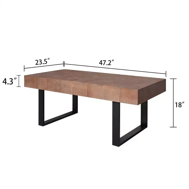 Tavolino da caffè rustico con gambe in metallo, tavolo centrale artigianale da 47.2 per soggiorno, tavolino decorativo con piano in legno per l'arredamento della casa, marrone/nero