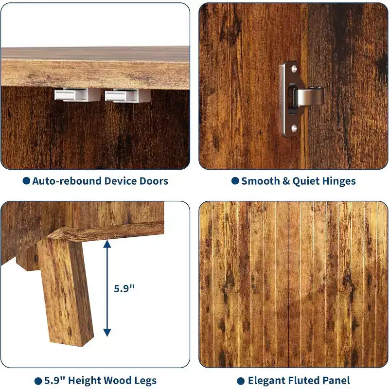 Mobiletto angolare in stile rustico a 3 ripiani con ripiano regolabile, tavolino angolare in legno con ante e tavolino terminale triangolare per soggiorno e cucina