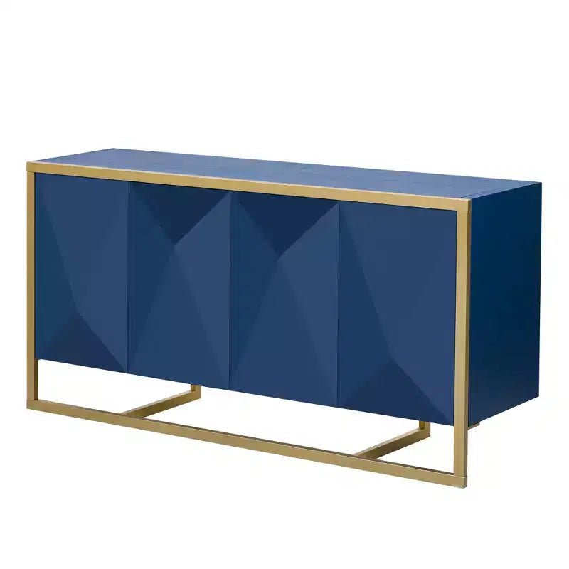 Credenza, mobile buffet da cucina in legno con angolo caffè, tavolo consolle contenitore con 4 ante e gambe in metallo uniche