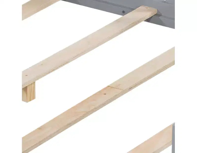 Cama Montessori baja tamaño Full con librería y pizarra, cama de plataforma de madera maciza con barandillas y cabecero con almacenamiento para niños y adolescentes
