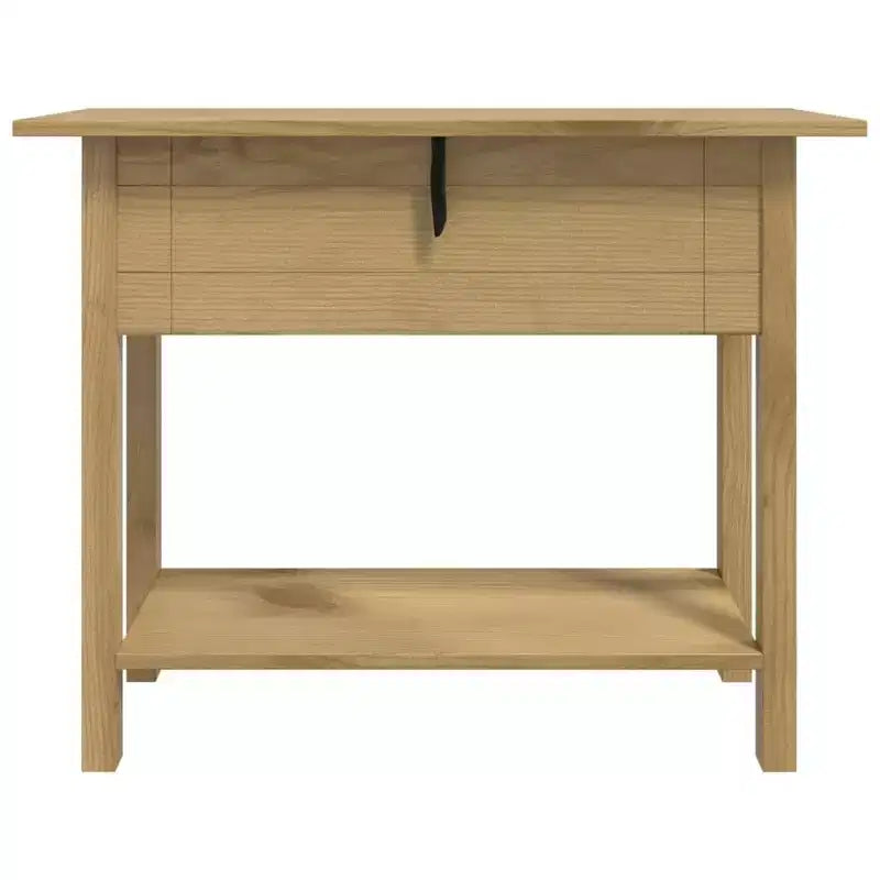Tavolo consolle marrone in legno massello di pino cerato, 36.6 x 13.6 x 28.7 in