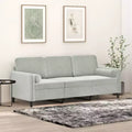Sofa 3-osobowa z poduszkami dekoracyjnymi, jasnoszara, aksamitna, 70.9