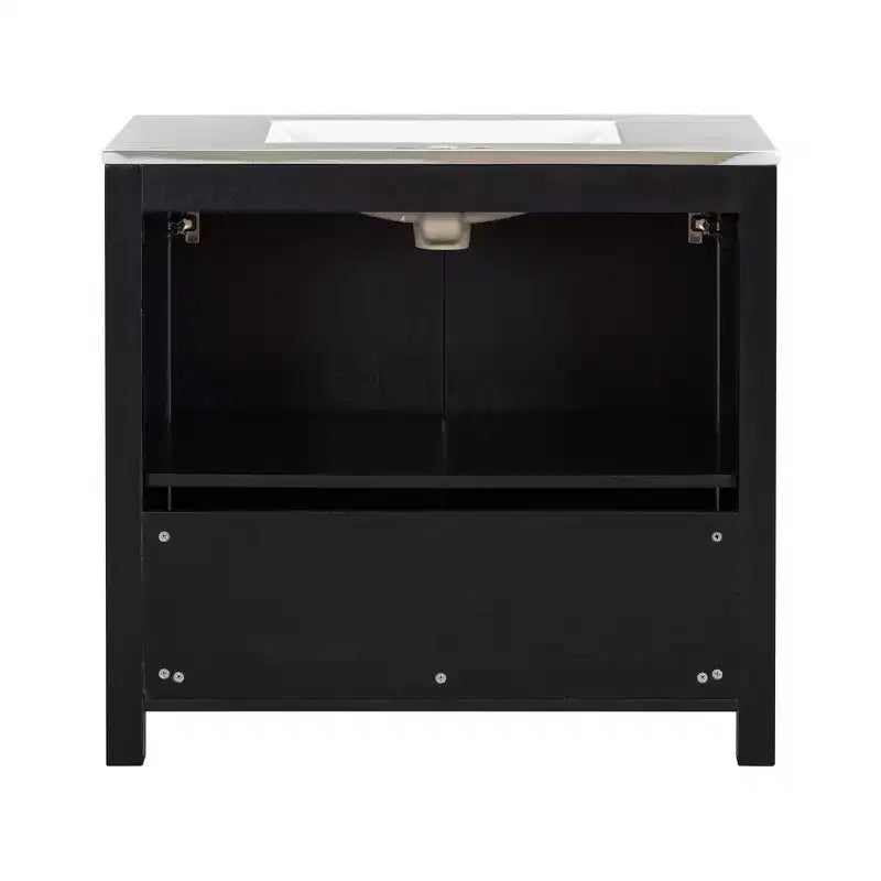 Set mobile bagno da 72 con doppio lavabo, mobile bagno con lavabi integrati, ante a chiusura rallentata e ripiano regolabile, color espresso