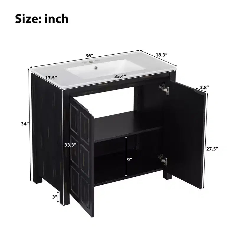 Set mobile bagno da 72 con doppio lavabo, mobile bagno con lavabi integrati, ante a chiusura rallentata e ripiano regolabile, color espresso