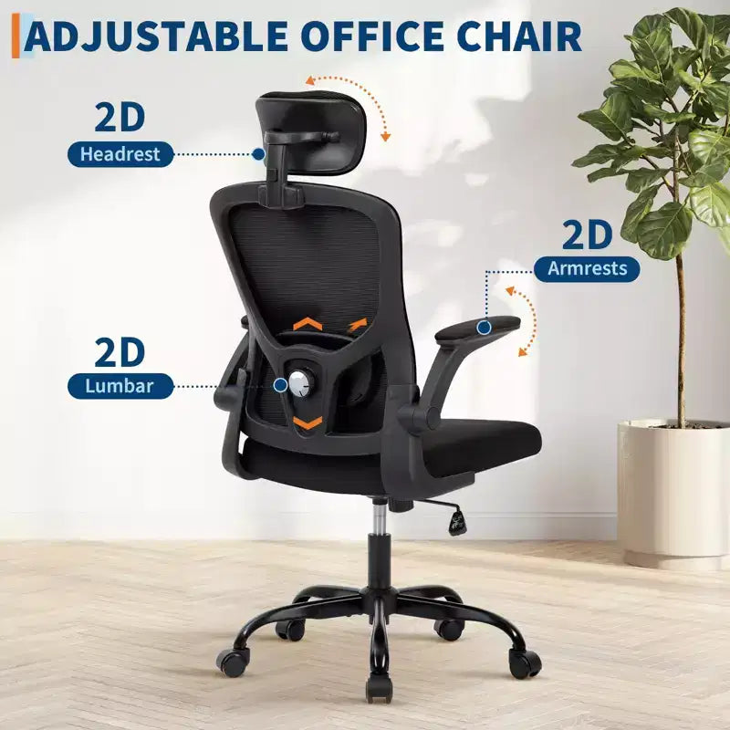 Sedia da ufficio ergonomica premium in rete grigio scuro - poggiatesta regolabile e schienale reclinabile, girevole a 360 - ruote silenziose, delicata sulla pelle e resistente