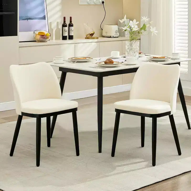 Set di 2 sedie da pranzo, sedie laterali in tessuto imbottito con seduta imbottita e gambe in legno, sedie moderne da pranzo per cucina e soggiorno