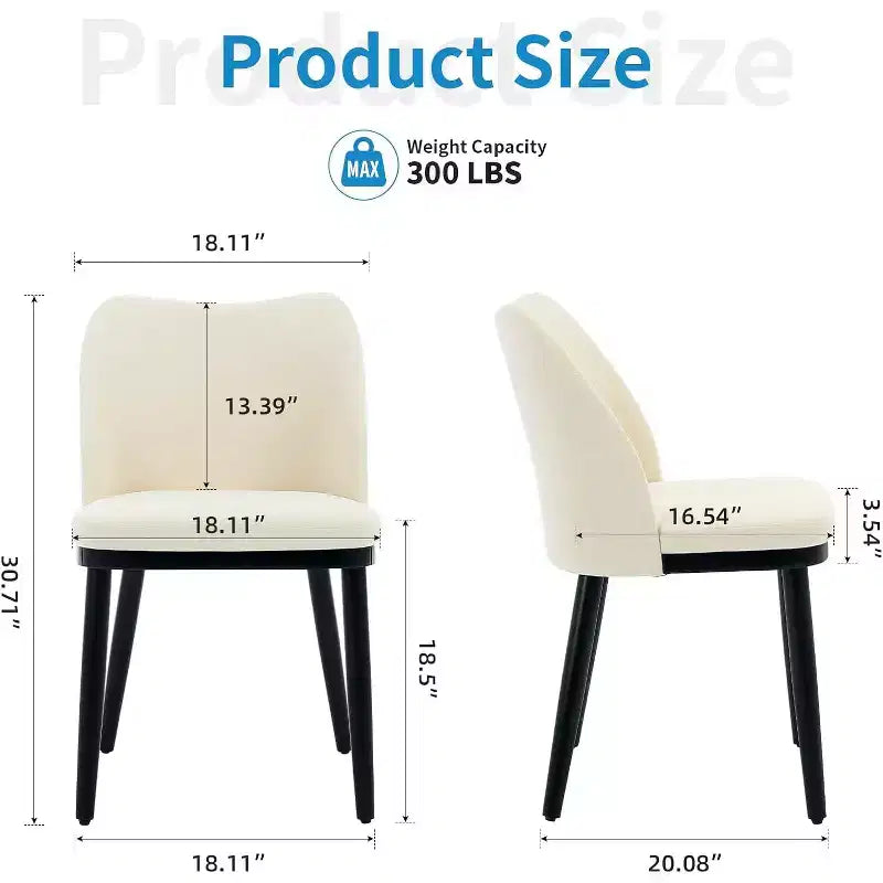 Set di 2 sedie da pranzo, sedie laterali in tessuto imbottito con seduta imbottita e gambe in legno, sedie moderne da pranzo per cucina e soggiorno