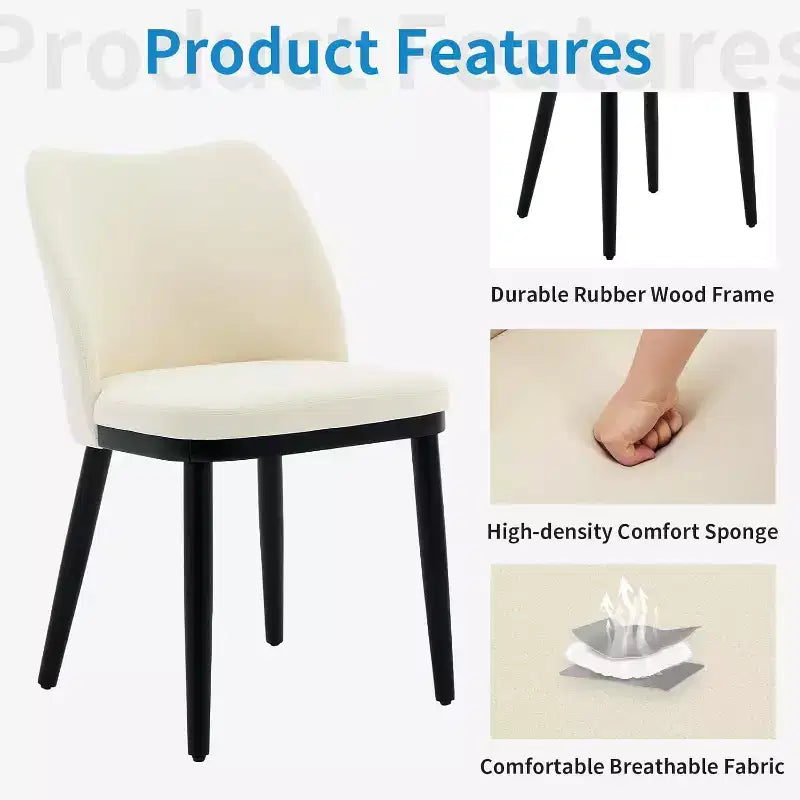 Set di 2 sedie da pranzo, sedie laterali in tessuto imbottito con seduta imbottita e gambe in legno, sedie moderne da pranzo per cucina e soggiorno