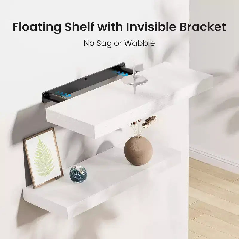 Juego de 6 estantes flotantes negros, estantes de pared con soportes ocultos, estantes flotantes de pared adecuados para dormitorios, baños, salas y cocinas