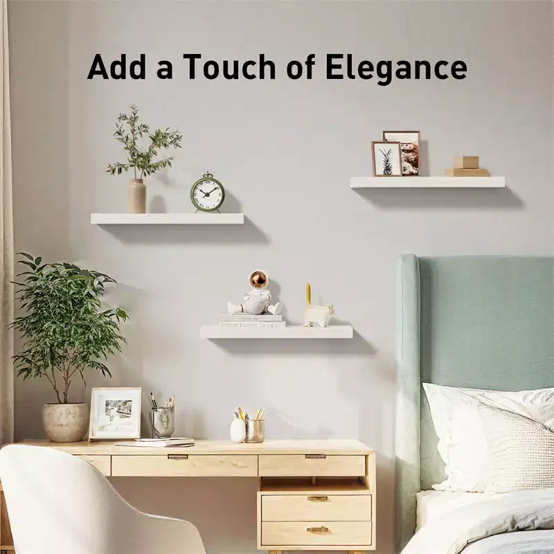 Juego de 6 estantes flotantes negros, estantes de pared con soportes ocultos, estantes flotantes de pared adecuados para dormitorios, baños, salas y cocinas