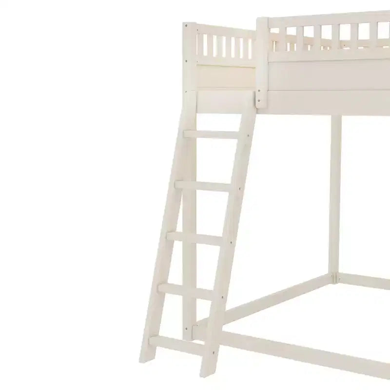 Letto a soppalco con testiera imbottita e ripiani contenitore, struttura letto a soppalco in legno massello con scala e scivolo per bambini