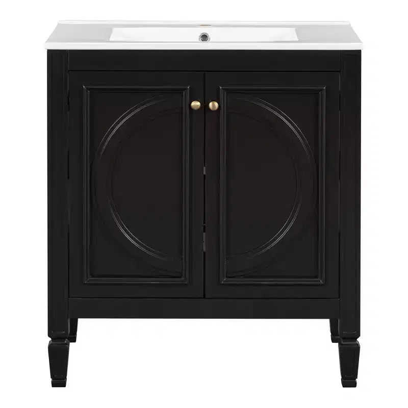 Mobile bagno da 30 con lavabo, mobile contenitore da bagno con cassetto, anta e ripiano, mobile bagno con lavabo singolo
