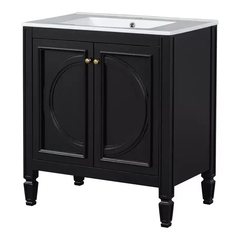 Mobile bagno da 30 con lavabo, mobile contenitore da bagno con cassetto, anta e ripiano, mobile bagno con lavabo singolo
