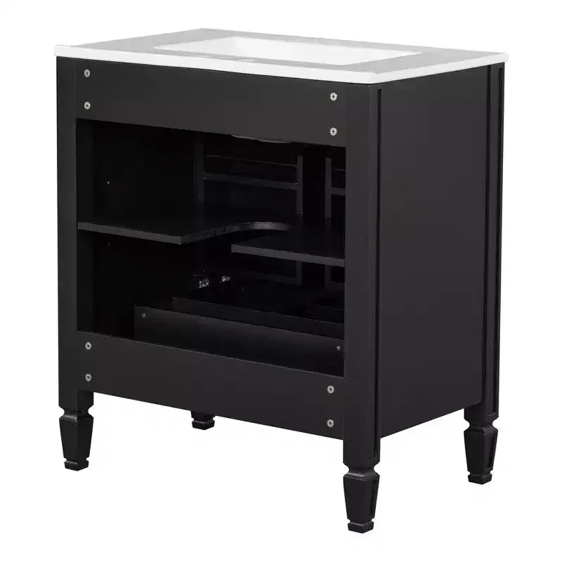 Mobile bagno da 30 con lavabo, mobile contenitore da bagno con cassetto, anta e ripiano, mobile bagno con lavabo singolo