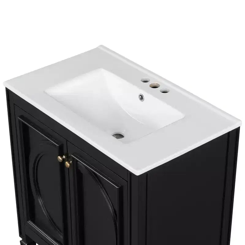 Mobile bagno da 30 con lavabo, mobile contenitore da bagno con cassetto, anta e ripiano, mobile bagno con lavabo singolo