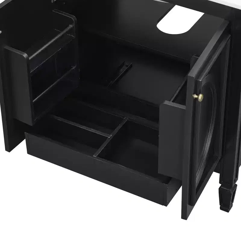 Mobile bagno da 30 con lavabo, mobile contenitore da bagno con cassetto, anta e ripiano, mobile bagno con lavabo singolo